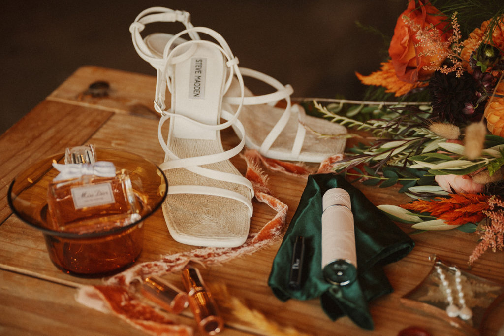 wedding shoes at An Outdoor Fall Wedding at Daniels Vineyard