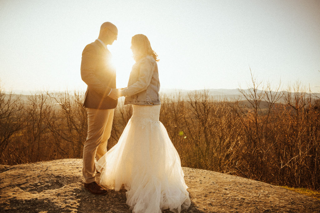 Bride and groom mountain elopement photos
