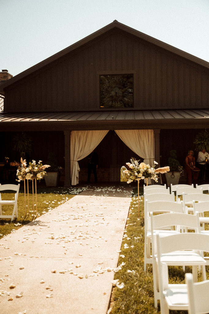 Wedding ceremony at The Barn at Bay Horse Inn - Barn Wedding in Indiana