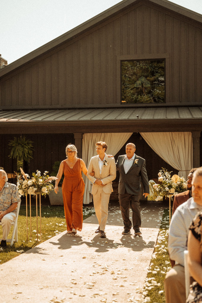 Wedding ceremony at The Barn at Bay Horse Inn - Barn Wedding in Indiana