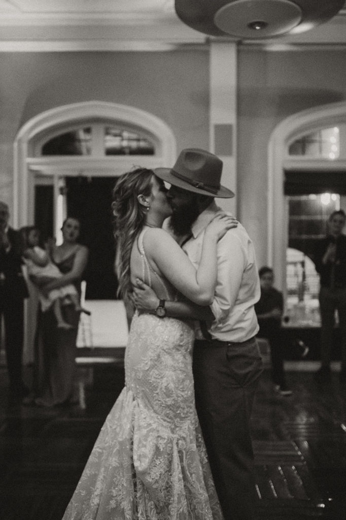 Bride and grooms last dance at wedding reception