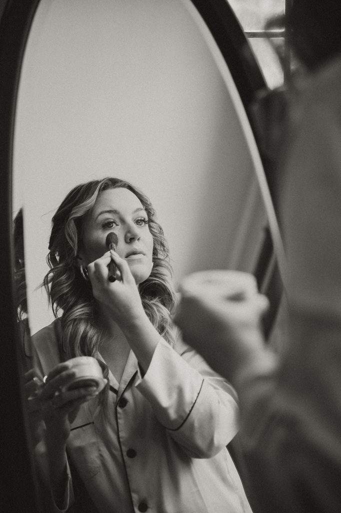 Bride getting ready for wedding in Indiana