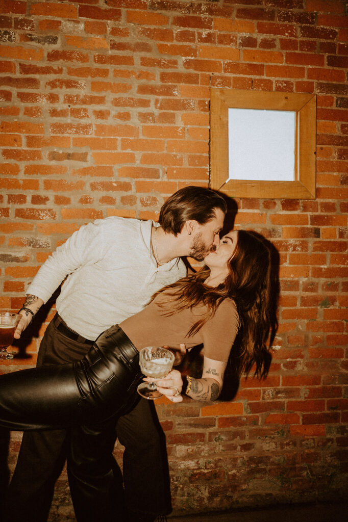 Engagement photos at Hotel Tango Distillery by photographer in Indianapolis IN - Sweet Caroline Photography