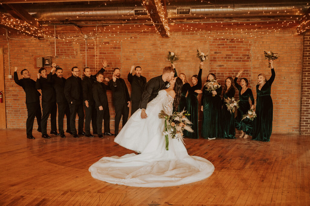 Wedding party photos from Indiana wedding - Bride and grooms first looks Romantic and moody wedding photography